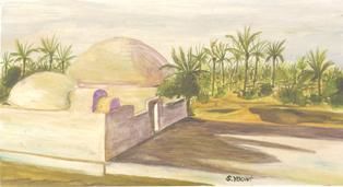 Peinture intitulée "hammam en oasis" par Samyouni, Œuvre d'art originale