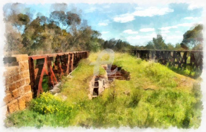 Digitale Kunst getiteld "Redhill Bridge" door Alan Carson, Origineel Kunstwerk