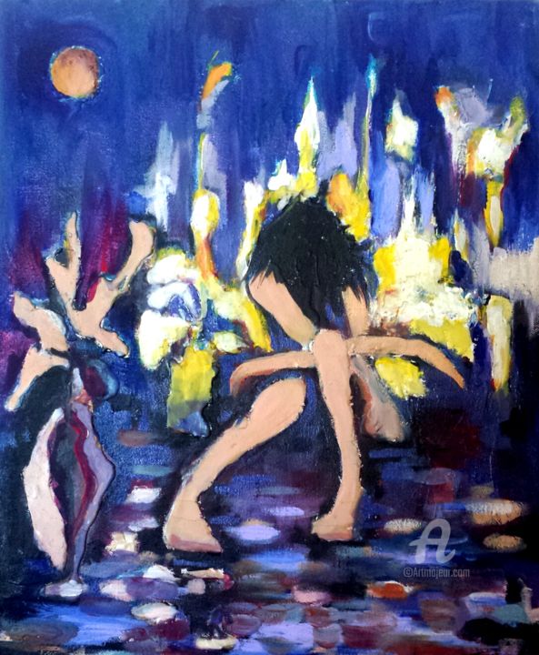 Painting titled "insomnie" by Sapere Aude Fandi, Original Artwork, Acrylic