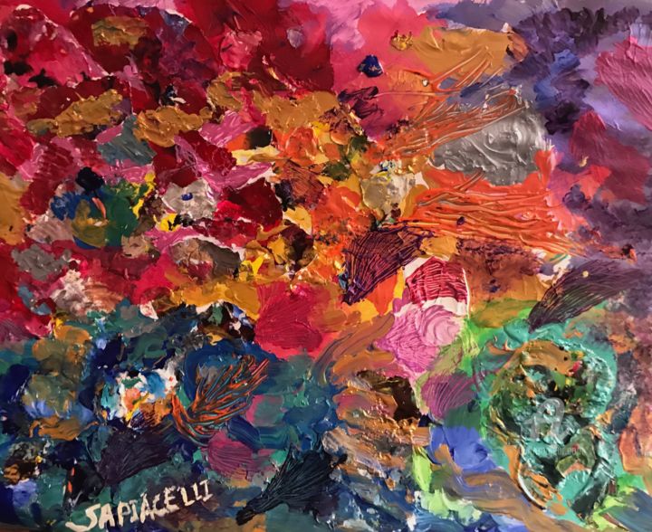 Картина под названием "Rêves colorés 2" - Sapiacelli, Подлинное произведение искусства, Акрил