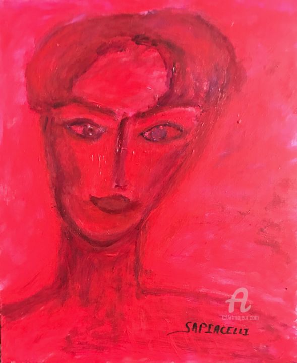 Peinture intitulée "La femme rouge" par Sapiacelli, Œuvre d'art originale, Acrylique