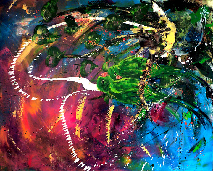 Peinture intitulée "Amiamoci" par Sapo - Grég Jomain, Œuvre d'art originale, Acrylique Monté sur Châssis