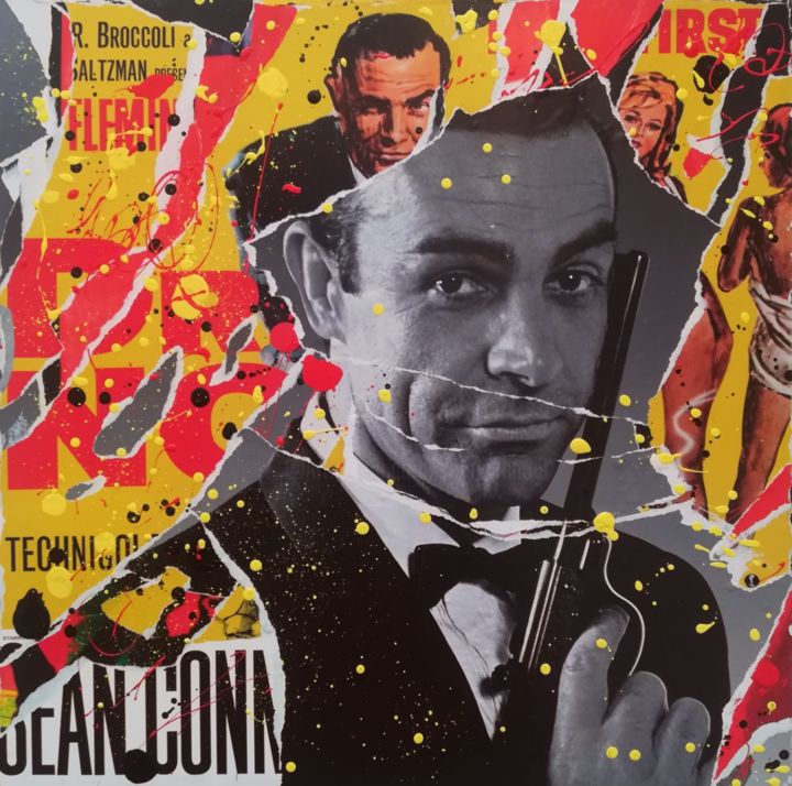 Collages intitolato "James Bond" da Sara Arnaout, Opera d'arte originale, Collages