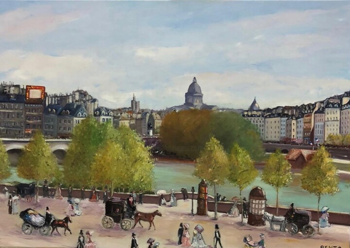 Pittura intitolato "En Paris" da Sara Bento San Román, Opera d'arte originale, Olio