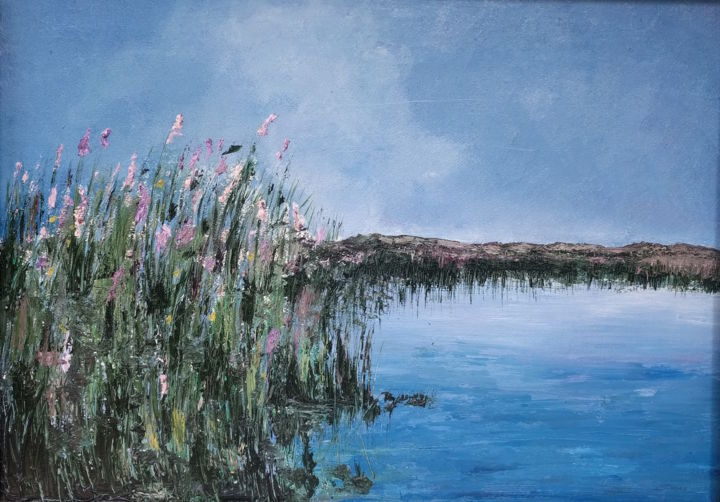 Painting titled "Laghi lombardi 1" by Sara Maio, Original Artwork, Oil