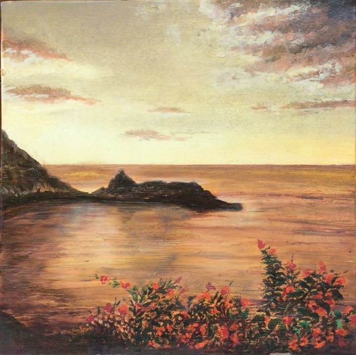 Pintura titulada "Tramonto alle Isole…" por Sara Maio, Obra de arte original