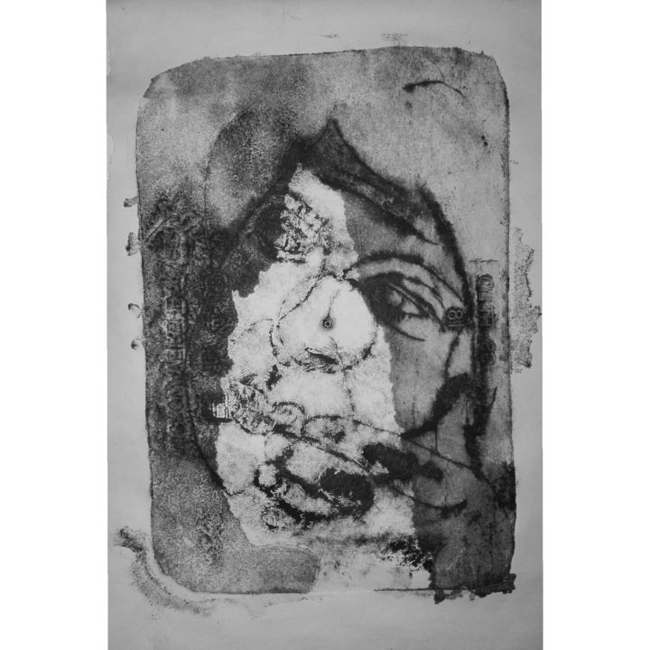 Gravures & estampes intitulée "Bernard Cohen" par Solaido, Œuvre d'art originale, Monotype