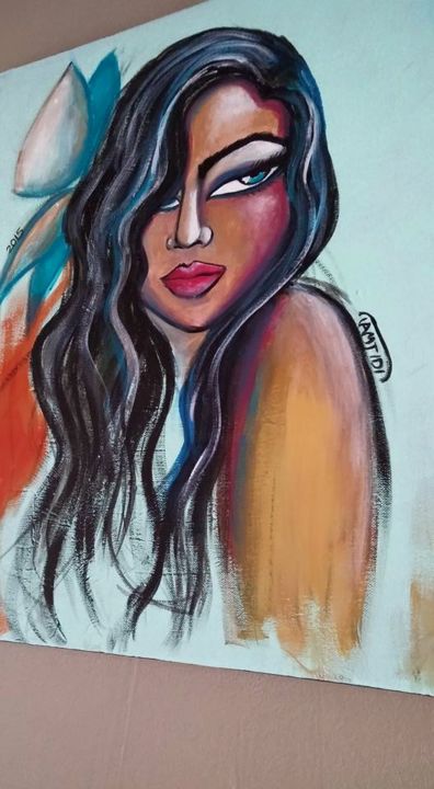 Painting titled "Mystery in her eyes" by Sara Tamjidi, Original Artwork, Acrylic