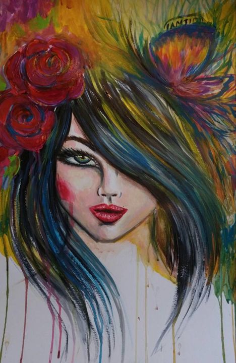 Painting titled "Colourful lover" by Sara Tamjidi, Original Artwork, Acrylic