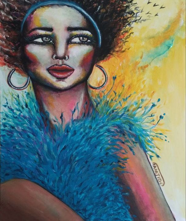 Картина под названием "Black dove" - Sara Tamjidi, Подлинное произведение искусства, Акрил