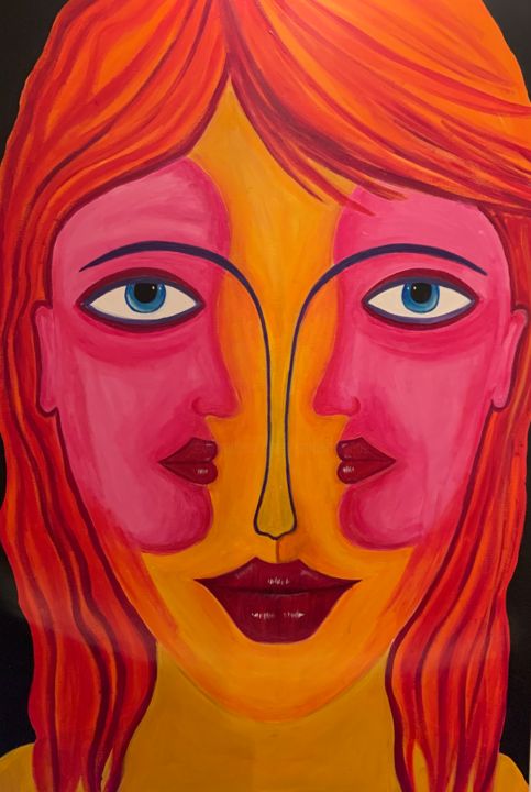 Pittura intitolato "La femme à facettes" da Saraa Leveque, Opera d'arte originale, Acrilico