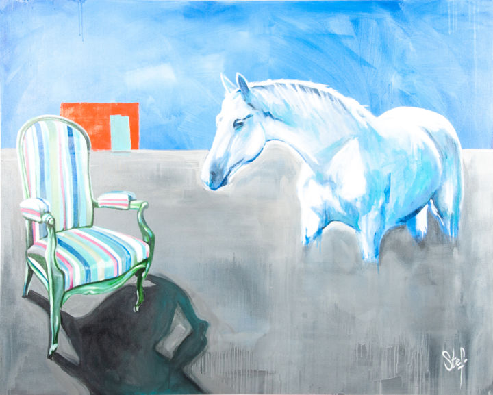 Painting titled "le fauteuil perdu e…" by Stef., Original Artwork, Acrylic