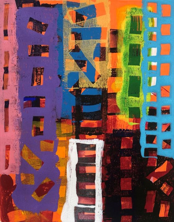 Incisioni, stampe intitolato "The City" da Sarah Ahearn, Opera d'arte originale, Monotipo