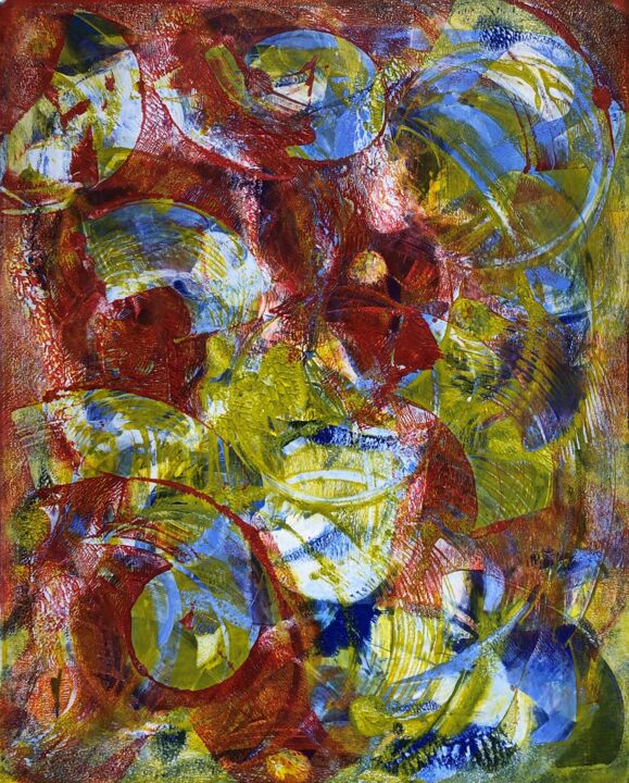 Incisioni, stampe intitolato "Primary Whirlwind" da Sarah Ahearn, Opera d'arte originale, Monotipo