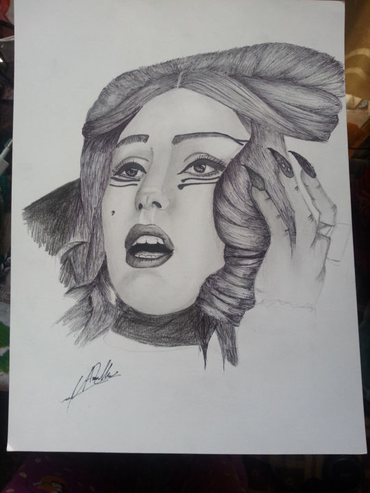 Drawing titled "Lady GAGA" by Sarah Amallah, Original Artwork