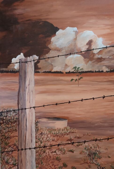 Painting titled "bush fire is comming" by Sarah Bax, Original Artwork, Acrylic
