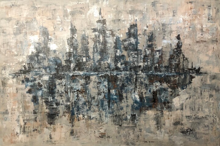 Pintura titulada "The City" por Sarah Almoghazy, Obra de arte original, Acrílico