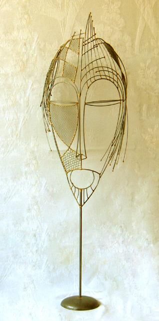 Sculpture titled "Masque africain 2" by Sarah François, Original Artwork, Metals