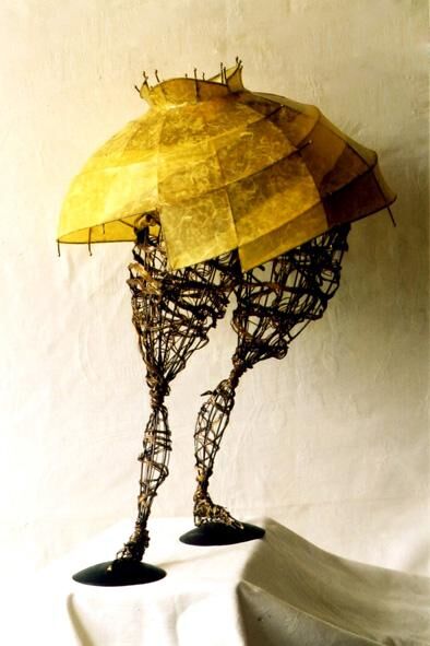 Sculpture titled "pieds de lampe 2" by Sarah François, Original Artwork, Metals