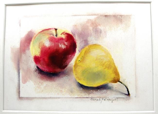 Disegno intitolato "pomme et poire /App…" da Sarah François, Opera d'arte originale