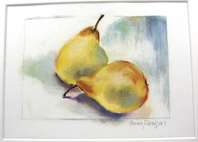 Drawing titled "poires 4/pears 4" by Sarah François, Original Artwork, Pastel