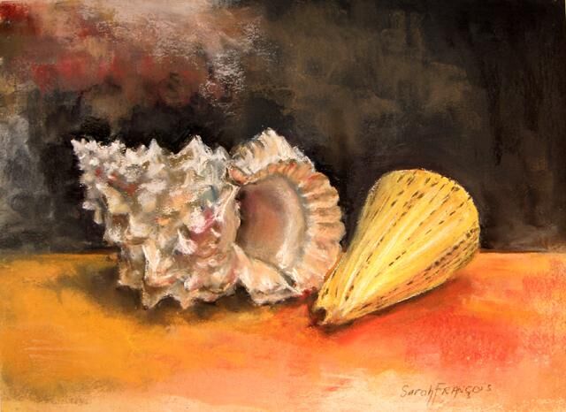 Dessin intitulée "Coquillages" par Sarah François, Œuvre d'art originale, Pastel