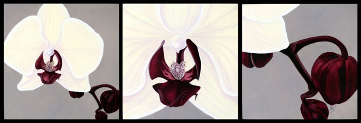 Картина под названием "Orchidesque" - Sarah Garside, Подлинное произведение искусства, Масло