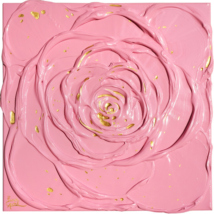 Peinture intitulée "Little Pink Rose wi…" par Sarah I. Avni, Œuvre d'art originale, Acrylique
