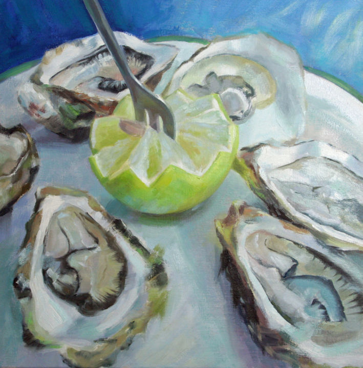 Painting titled "Oyster Platter" by Sarah Spence, Original Artwork, Oil