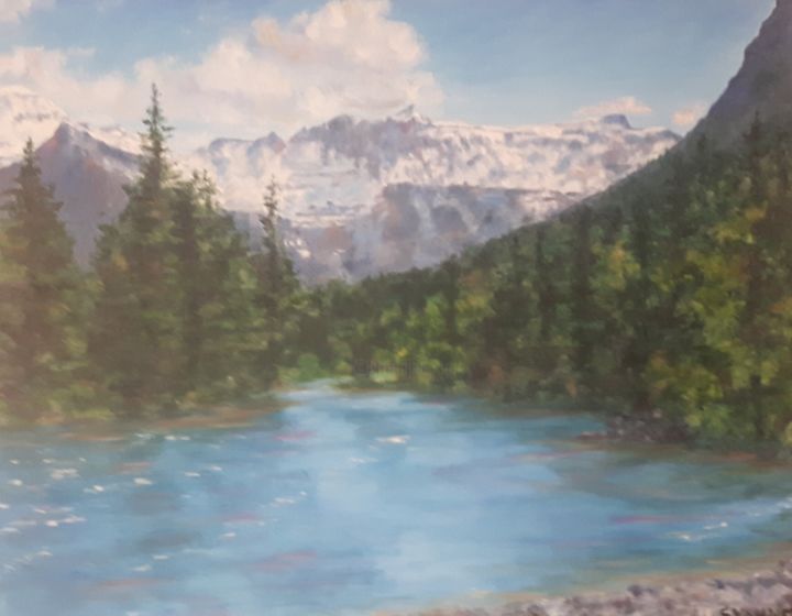 Painting titled "Piece of Banff" by Sarah Yahn, Original Art, Oil