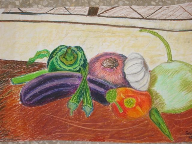 Drawing titled "Vegetables" by Sarah Khan, Original Artwork