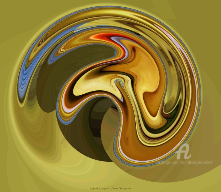 Цифровое искусство под названием "Golden brain" - Sarah Leseigneur, Подлинное произведение искусства, Фотомонтаж