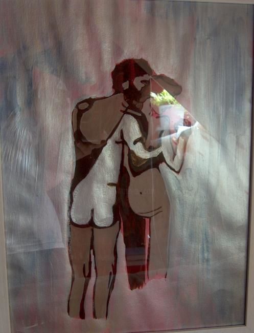 Painting titled "couple" by Sarah Lewenkron (djidji rastacouette), Original Artwork