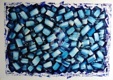 Painting titled "My hart is blue....…" by Sarah Paolantonacci (Sarahoui), Original Artwork, Acrylic