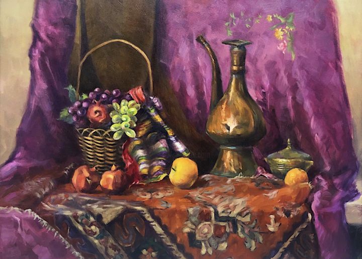 Painting titled "Still Life “The Eas…" by Istora Inogamova, Original Artwork, Oil