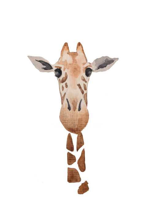 Картина под названием "girafe.jpg" - Sarah Quarelle, Подлинное произведение искусства, Акварель