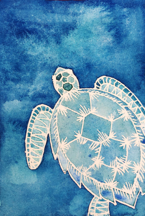 Painting titled "tortue.jpg" by Sarah Quarelle, Original Artwork, Watercolor