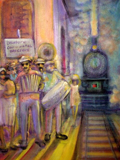 Pintura intitulada "cegos na estação" por Saraiva Cairo, Obras de arte originais