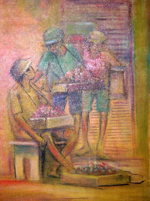 Pintura intitulada "meninos vendendo ba…" por Saraiva Cairo, Obras de arte originais