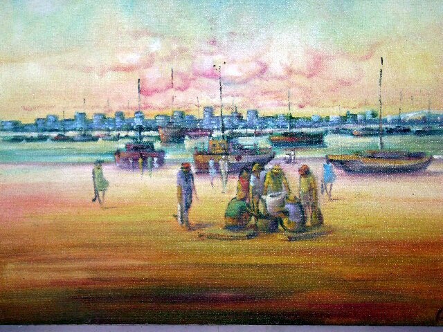 Pintura intitulada "Cais pesqueiro" por Saraiva Cairo, Obras de arte originais