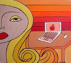 Painting titled "L'Artefact Apple" by Sara Molano, Original Artwork