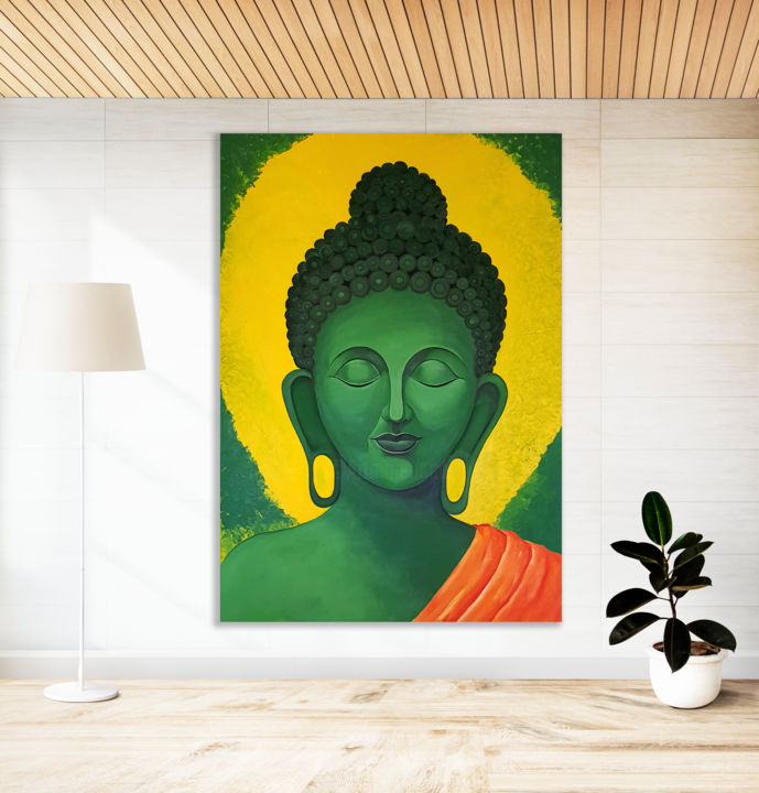 Painting titled "''Budha''" by Saran.Ma Karimpanakkil, Original Artwork, Acrylic