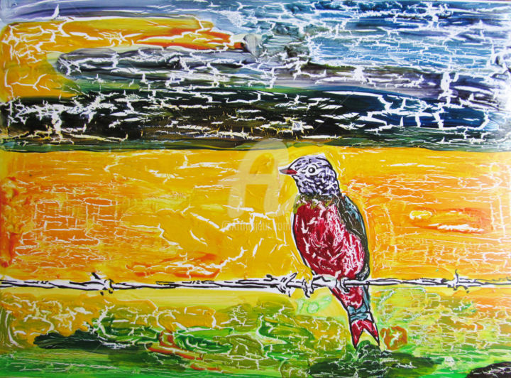 Painting titled "birds-painting-" by Sara Raquel Sarangello, Original Artwork, Oil