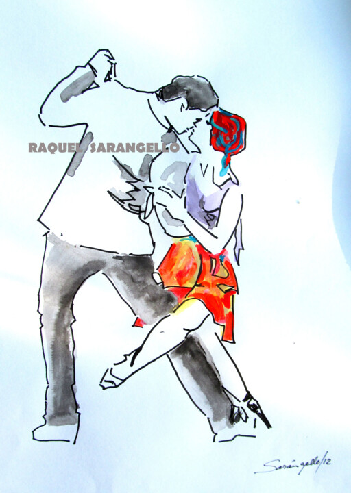 Dibujo titulada "DANCE" por Art For Export, Obra de arte original, Tinta