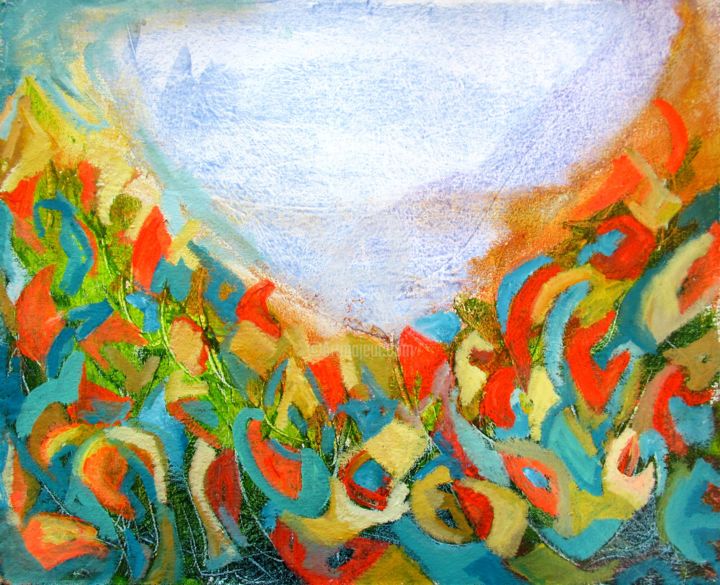 Pintura titulada "Abstract flowers" por Sara Raquel Sarangello, Obra de arte original, Acrílico