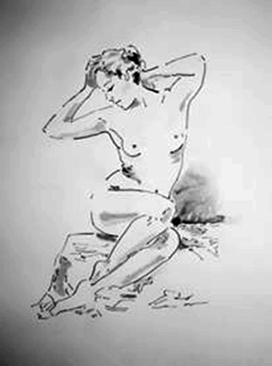 Drawing titled "Nude" by Sara Raquel Sarangello, Original Artwork, Ink