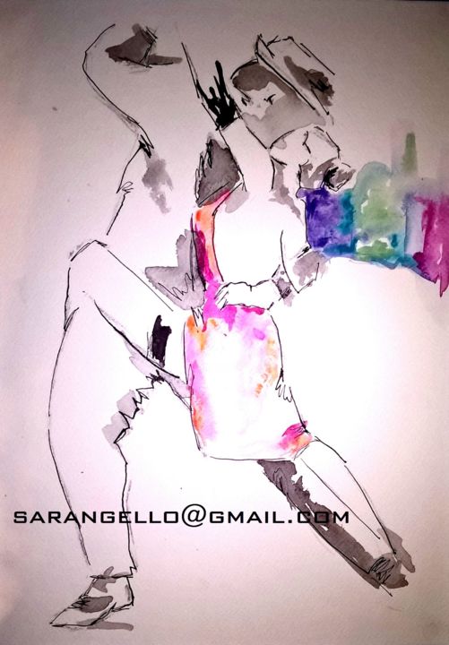Dibujo titulada "tango-art-dance-mus…" por Sara Raquel Sarangello, Obra de arte original, Tinta