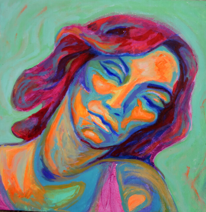 Painting titled "Mélancolie. Femme." by Sara Raquel Sarangello, Original Artwork, Acrylic