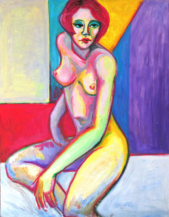 Painting titled "Nude femme love" by Sara Raquel Sarangello, Original Artwork, Oil