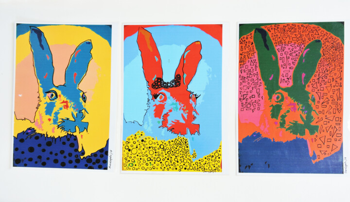 Tekening getiteld "The three rabbits-…" door Sara Raquel Sarangello, Origineel Kunstwerk, Foto Montage